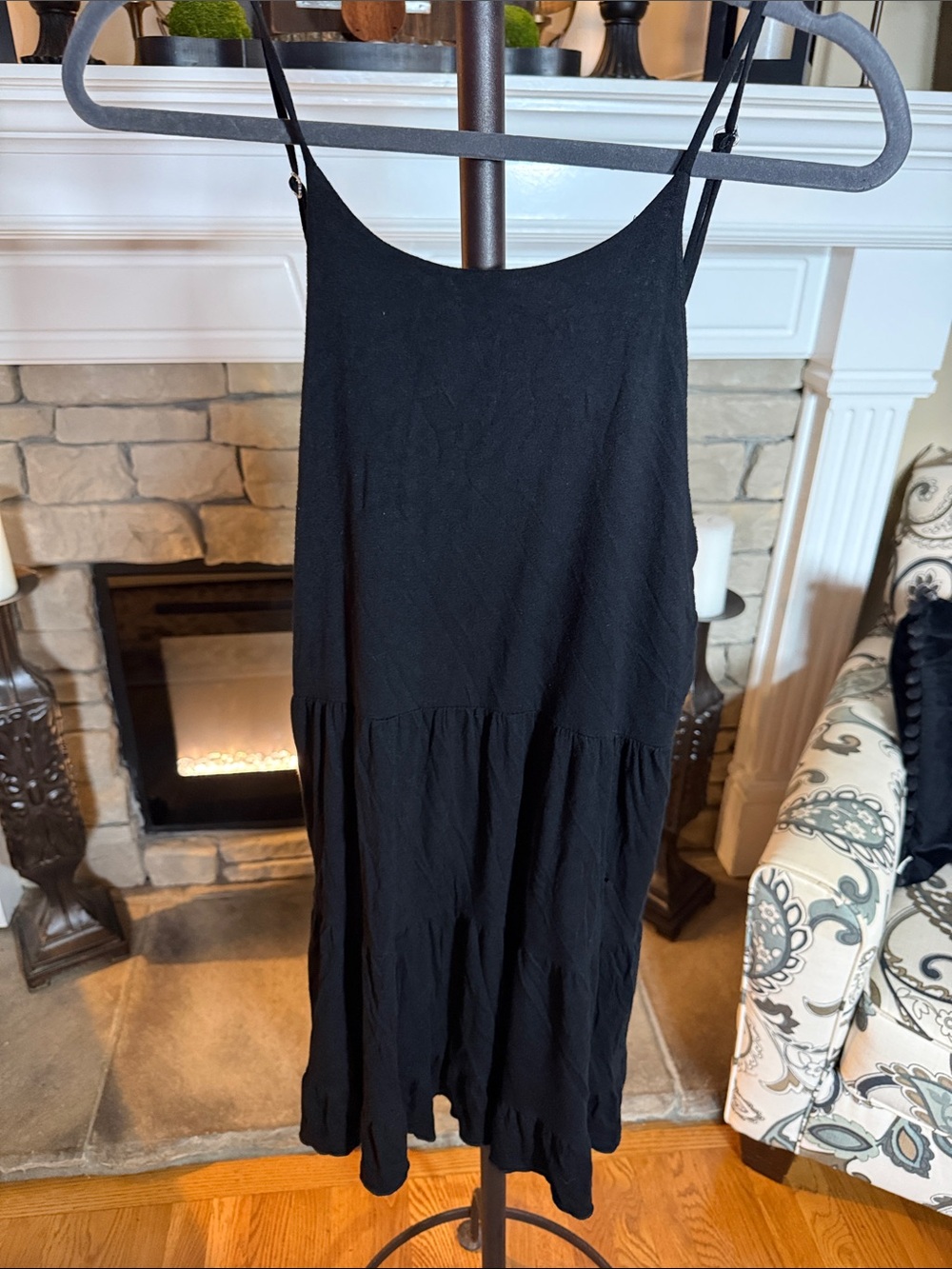 Alya Black Tiered Mini Slip Dress